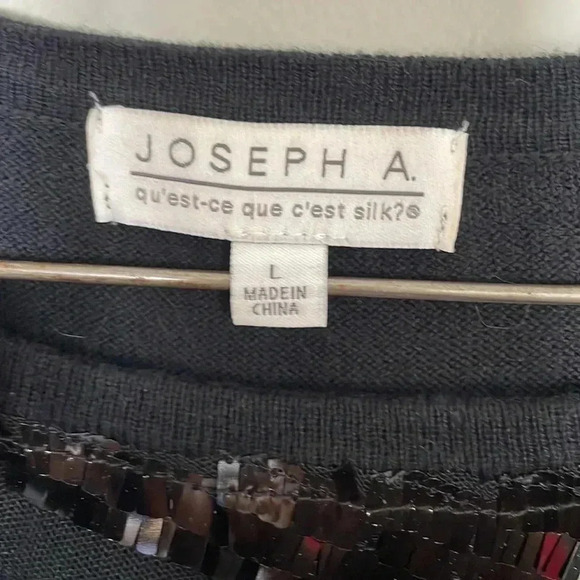 Joseph A Women Top Blouse Shirt S Black Sequin Knit - Picture 3 of 7